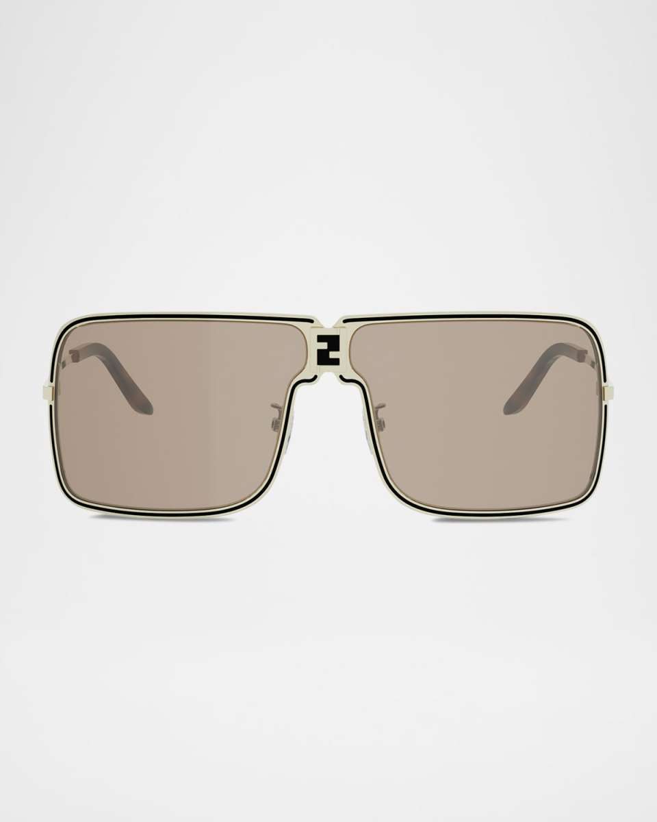 Fendiness Metal Semi-Shield Sunglasses